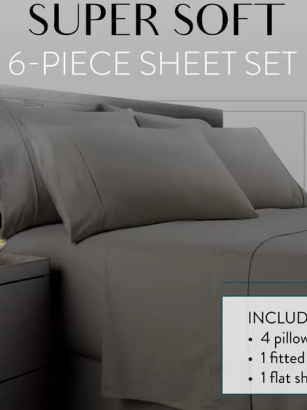 Charcoal Soft Microfiber Sheet Set - Unbranded